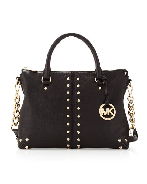 michael kors black studded bag|michael kors black studded handbag.